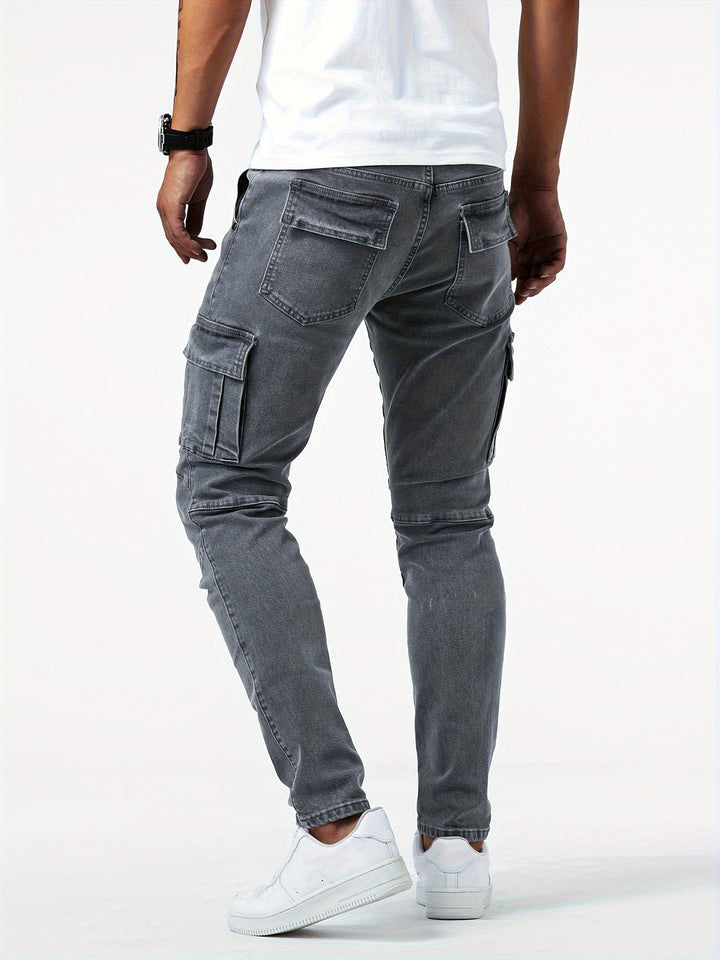 Herren Cargo Jeans – Slim Fit – Stretch Denim – Mehrere Taschen – Casual Stil