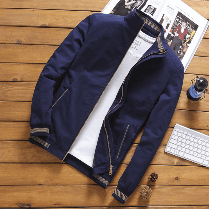 Herren Jacke | Slim Fit Baumwolle | Reißverschluss & Seitentaschen | Kurzes Modell