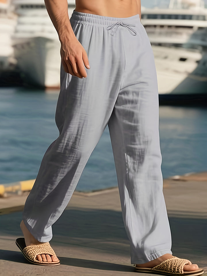 Herren Hose | Weite Beine | Mit Elastikbund | Sommer