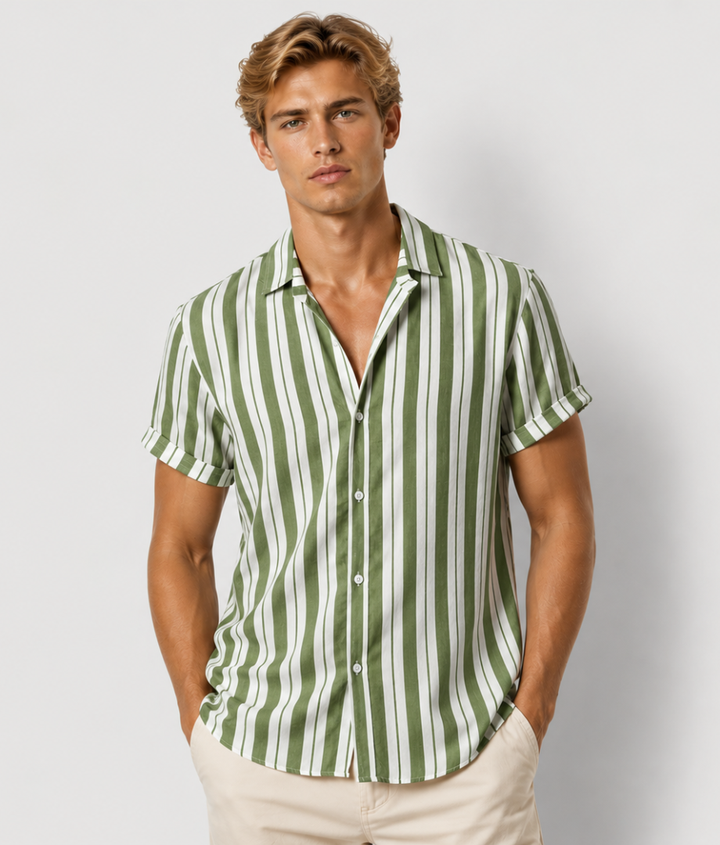Herren Shirt | Breite Streifen | Klassischer Kragen | Sommer