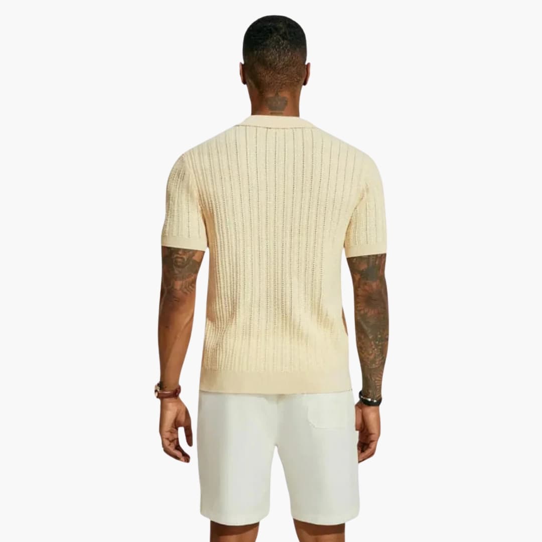 Herren Strickhemd | Kurzarm | Gerippte Struktur | Sommer
