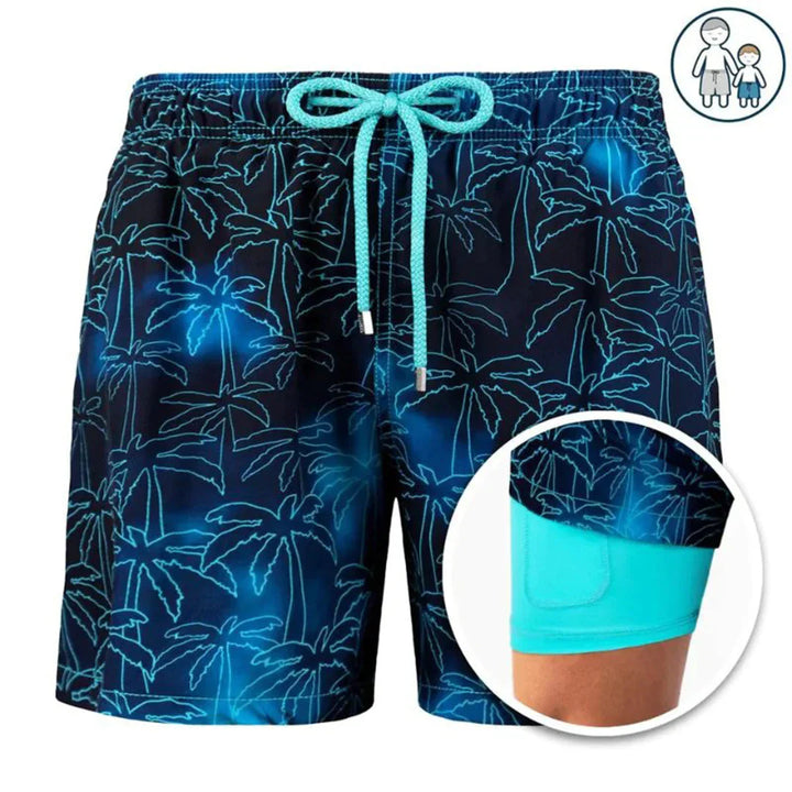 Herren Badeshorts | Straight | Tropisches Muster | Sommer