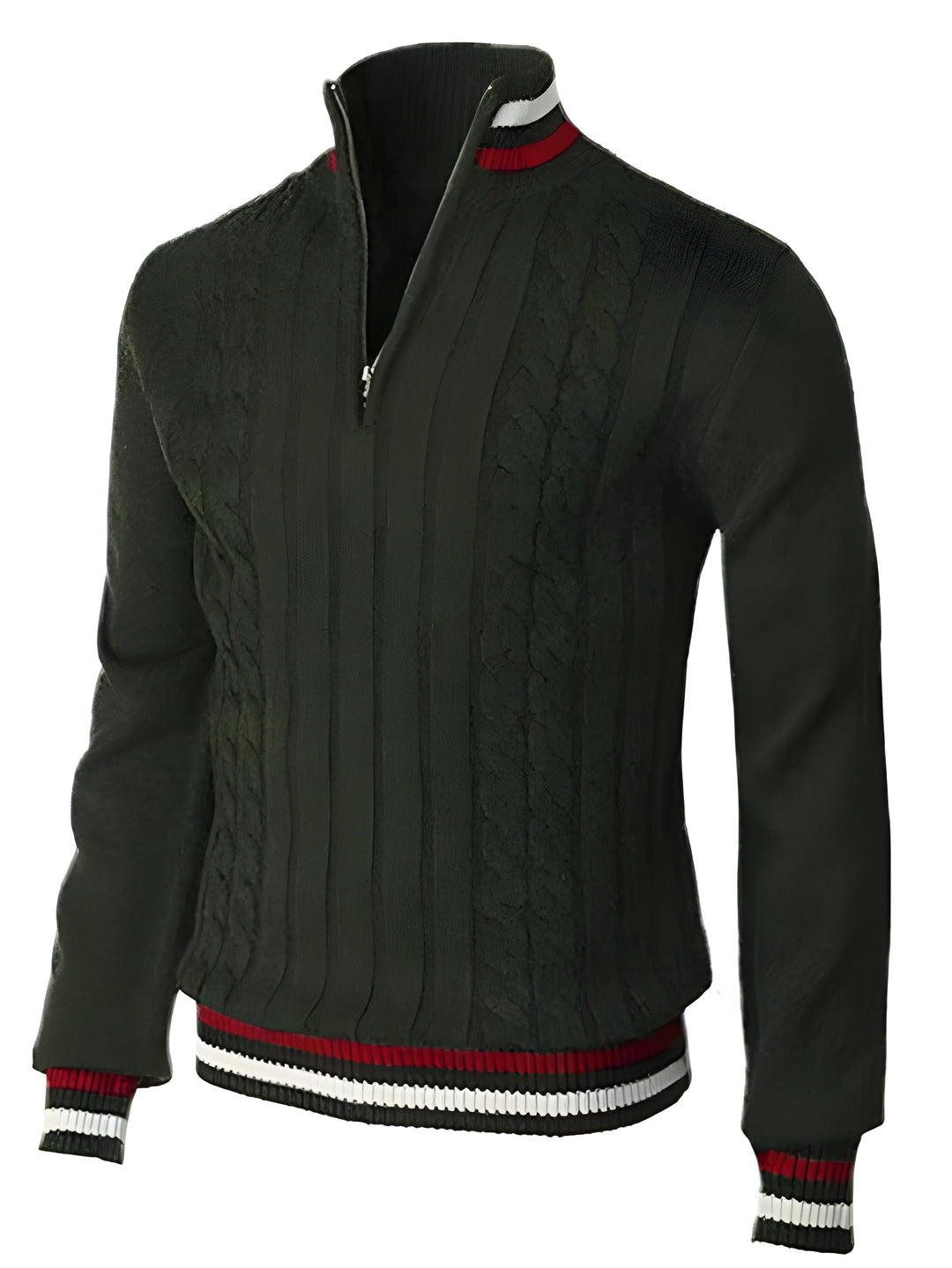 Herren Pullover | Turtleneck mit Reißverschluss | Chunky Strickdesign | Slim Fit | Polyester