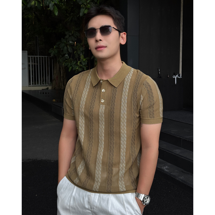 Herren Poloshirt | Gerade Passform | Strukturmuster | Sommer
