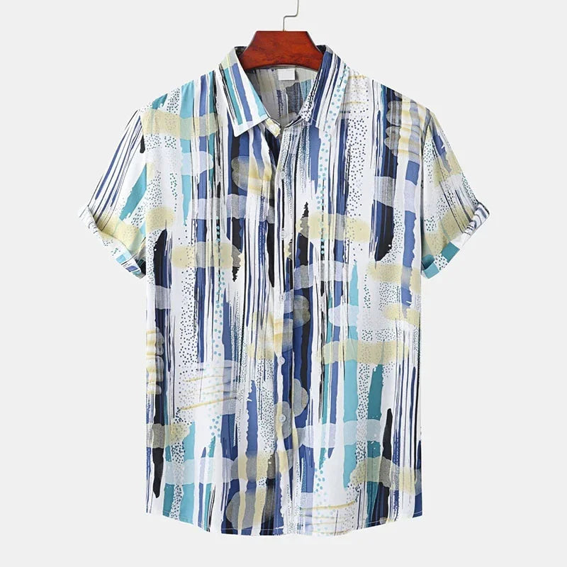 Herren Shirt | Kurze Ärmel | Patchwork Druck | Sommer