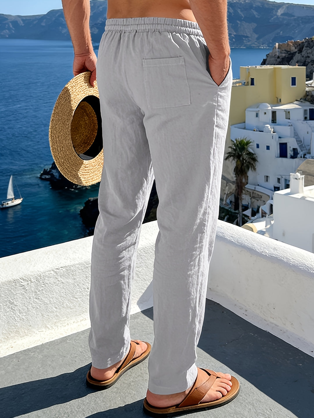 Herren Hose | Straight | Mit Kordelzug | Sommer