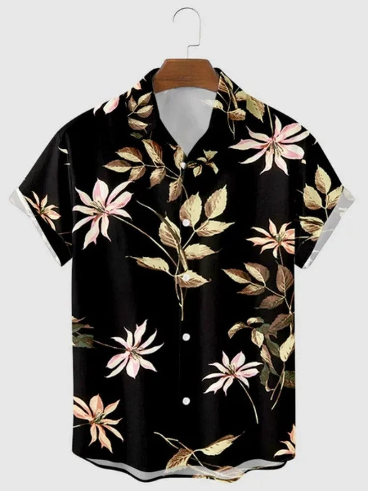 Herren Shirt | Kurze Ärmel | Tropischer Blumenprint | Sommer