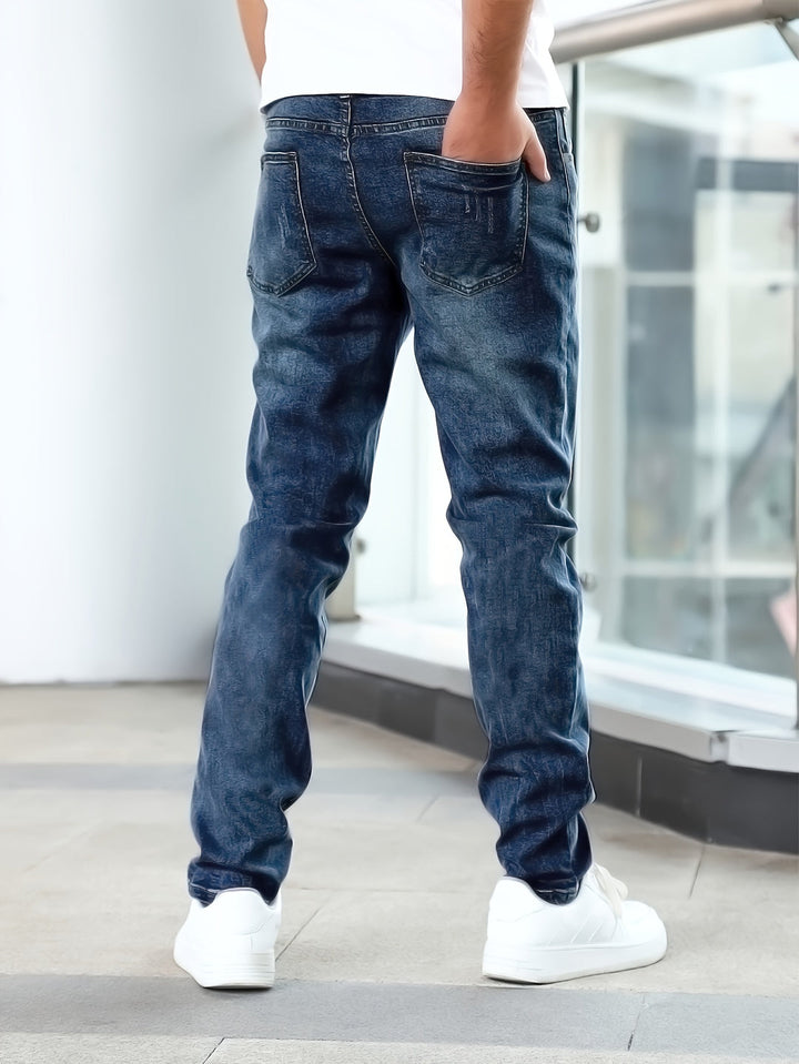 Herren Casual Jeans | Mittlere Dehnung & Klassisches Design | Denim-Hose