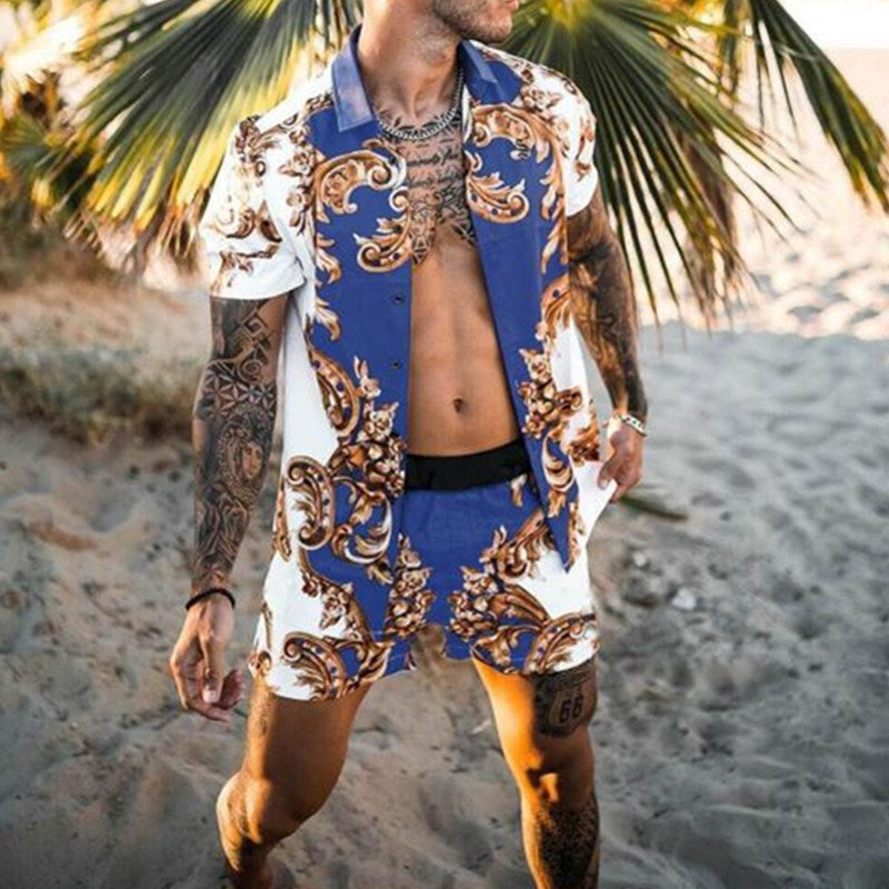 Herren Set | Oversized | Mit Knopfleiste | Sommer Oasis