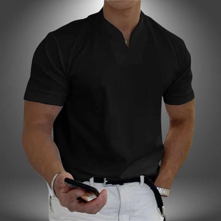 Herren T-Shirt | Gerade Passform | Stehkragen | Sommer