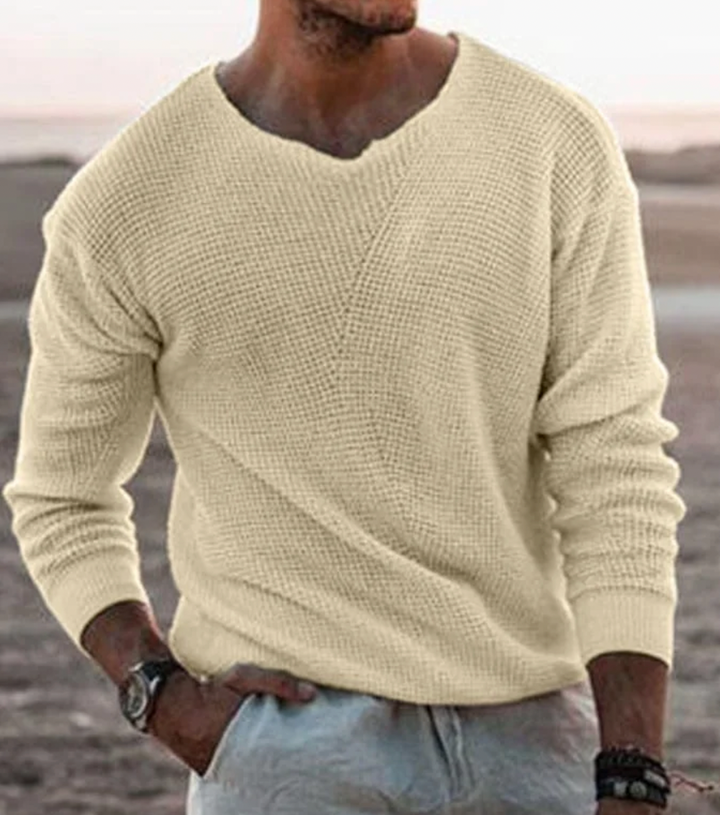 Herren Pullover | Lockerer Strick | V-Ausschnitt Langarm