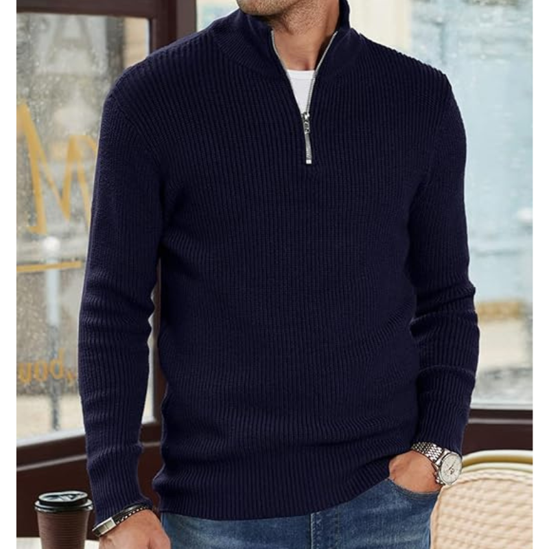 Pullover Herren | Half Zip Strickpullover | Herren Pulli Look