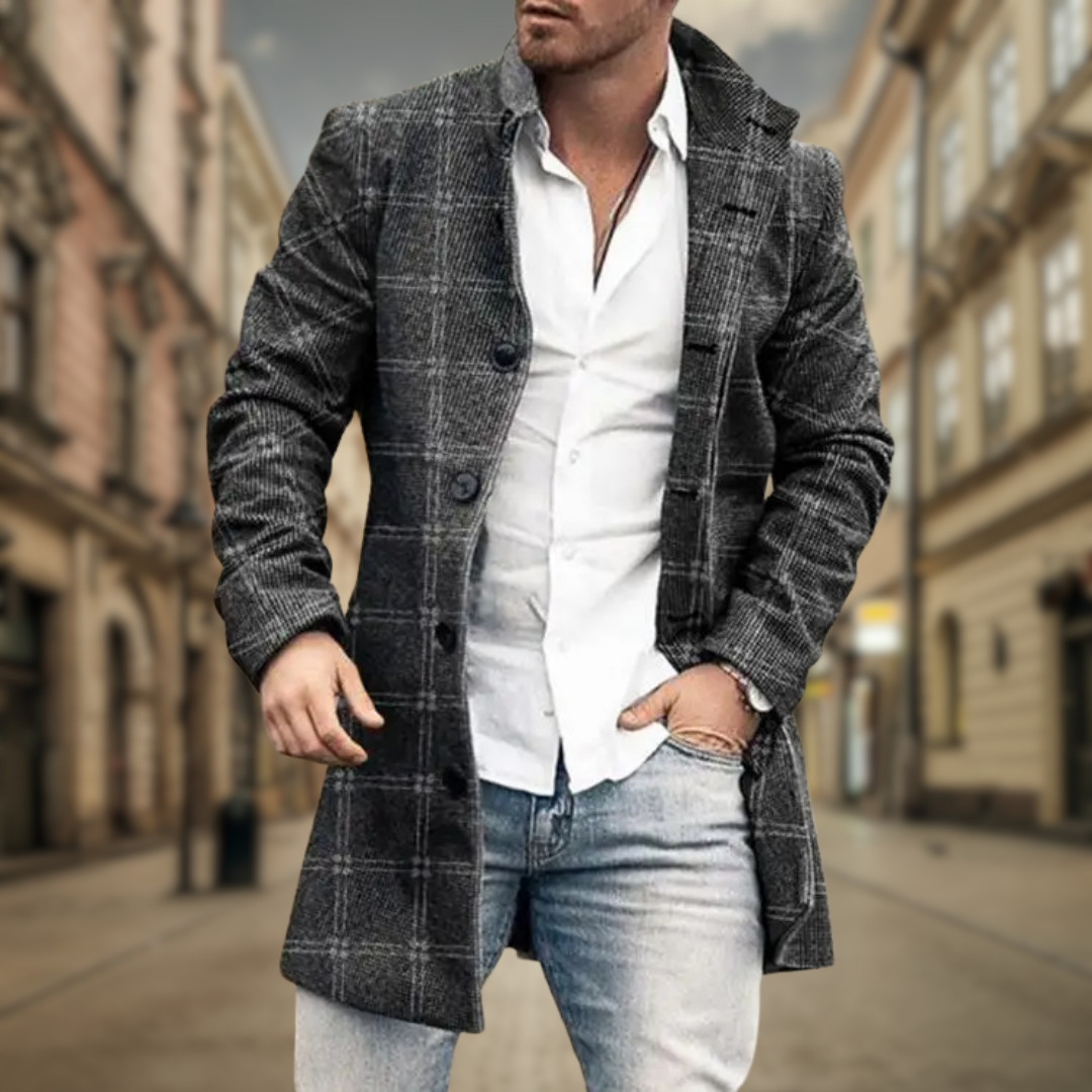 Winterjacke Herren | Daunenjacke Warm | Kariertes Lang Design