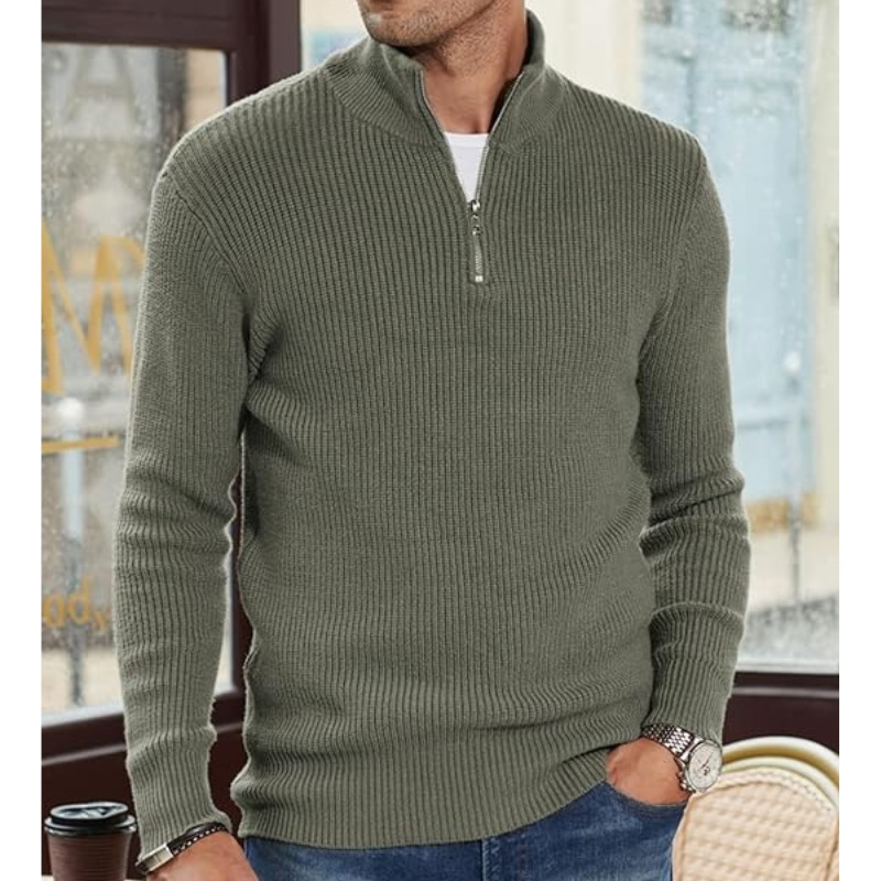 Pullover Herren | Half Zip Strickpullover | Herren Pulli Look