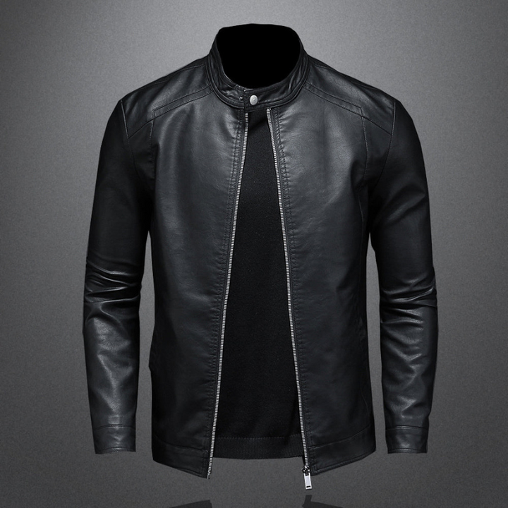 Lederjacke Herren | Jacke Herren Slim Biker | Stehkragen Freizeitlook