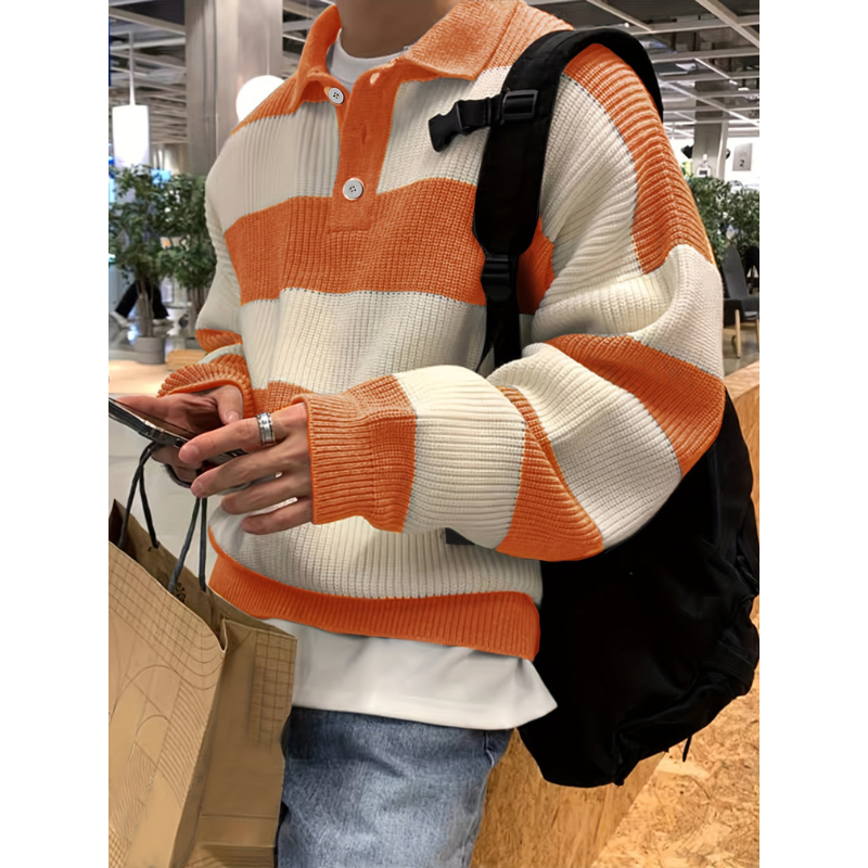 Sweatshirt Herren | Pullover Kontrast Design | Lockerer Freizeit Look