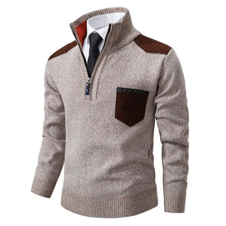 Herren Strickpullover | Rollkragen mit Reißverschluss | Fleecegefüttert