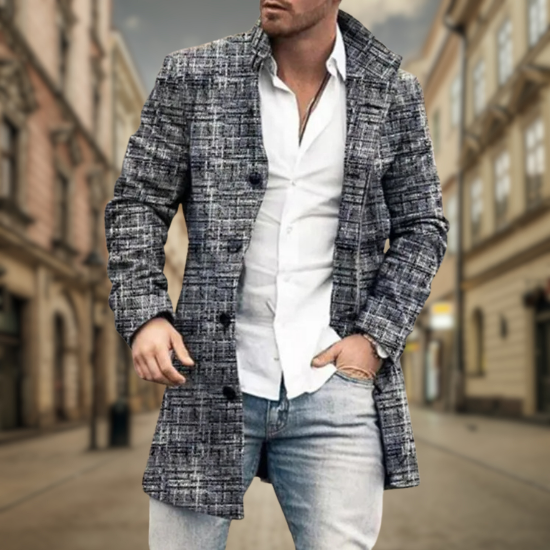 Winterjacke Herren | Daunenjacke Warm | Kariertes Lang Design