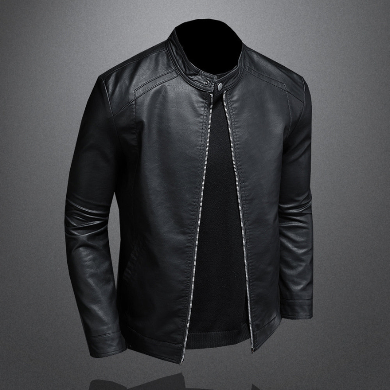 Lederjacke Herren | Jacke Herren Slim Biker | Stehkragen Freizeitlook