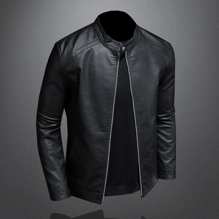 Lederjacke Herren | Jacke Herren Slim Biker | Stehkragen Freizeitlook