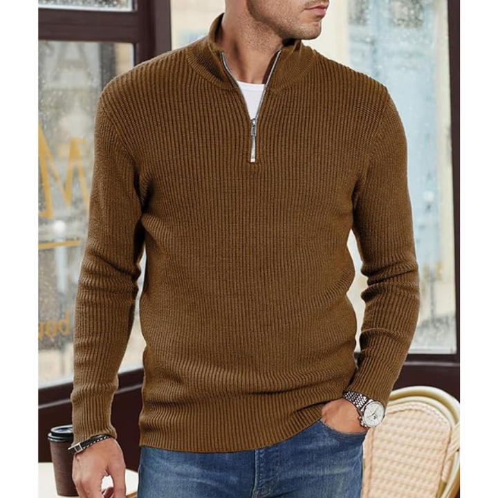 Pullover Herren | Half Zip Strickpullover | Herren Pulli Look