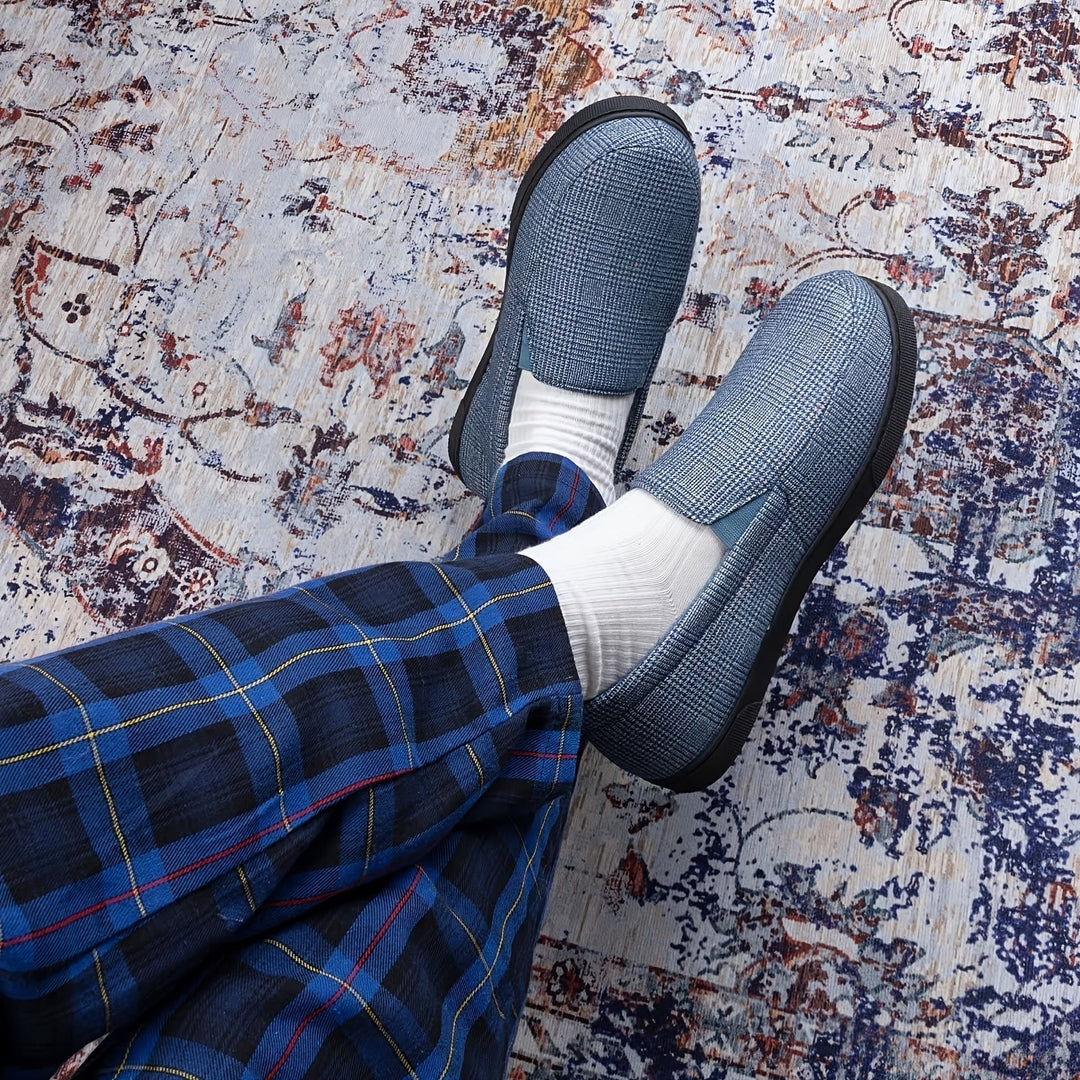 Herren Hausschuhe | Kariertes Muster | Warm & Rutschfest