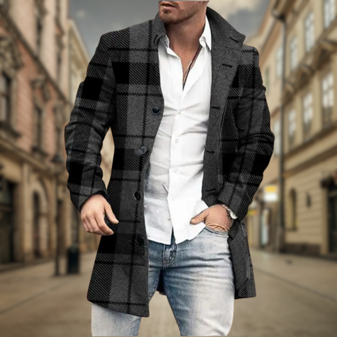 Winterjacke Herren | Daunenjacke Warm | Kariertes Lang Design