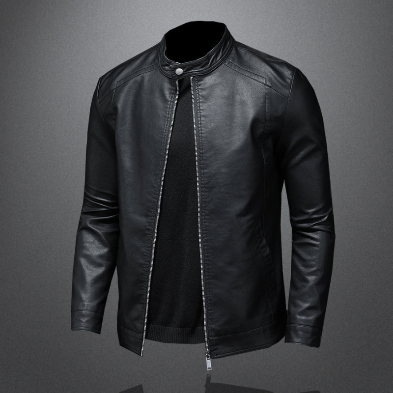 Lederjacke Herren | Jacke Herren Slim Biker | Stehkragen Freizeitlook