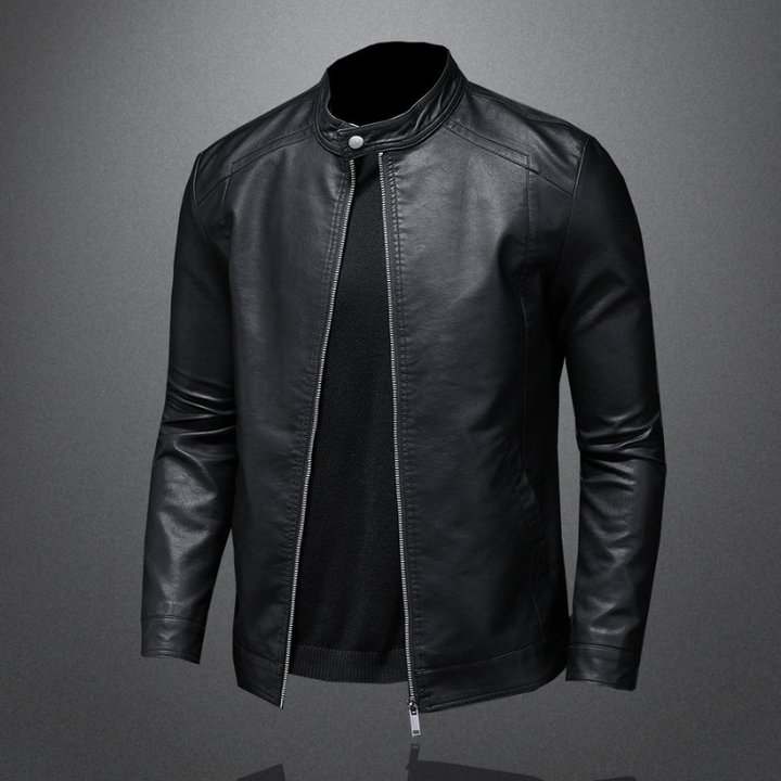 Lederjacke Herren | Jacke Herren Slim Biker | Stehkragen Freizeitlook