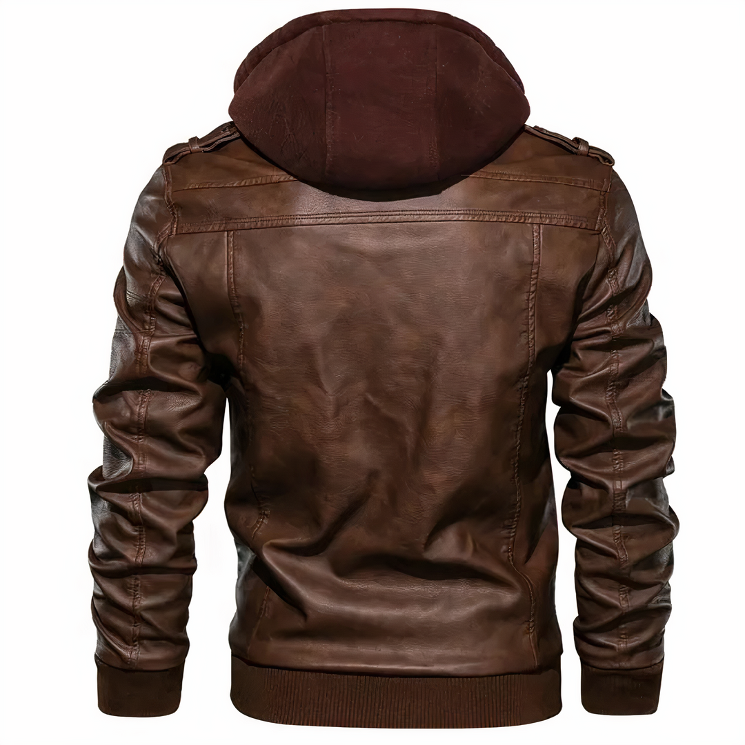 Winterjacke Herren | Kunstleder Kapuzenjacke | Moderne Jacke Herren