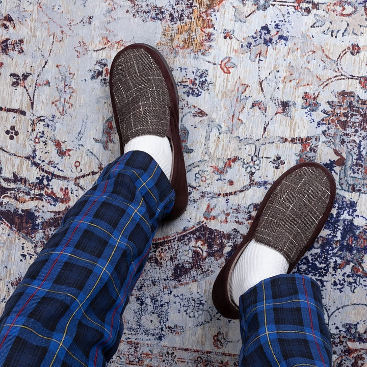 Herren Hausschuhe | Kariertes Muster | Warm & Rutschfest
