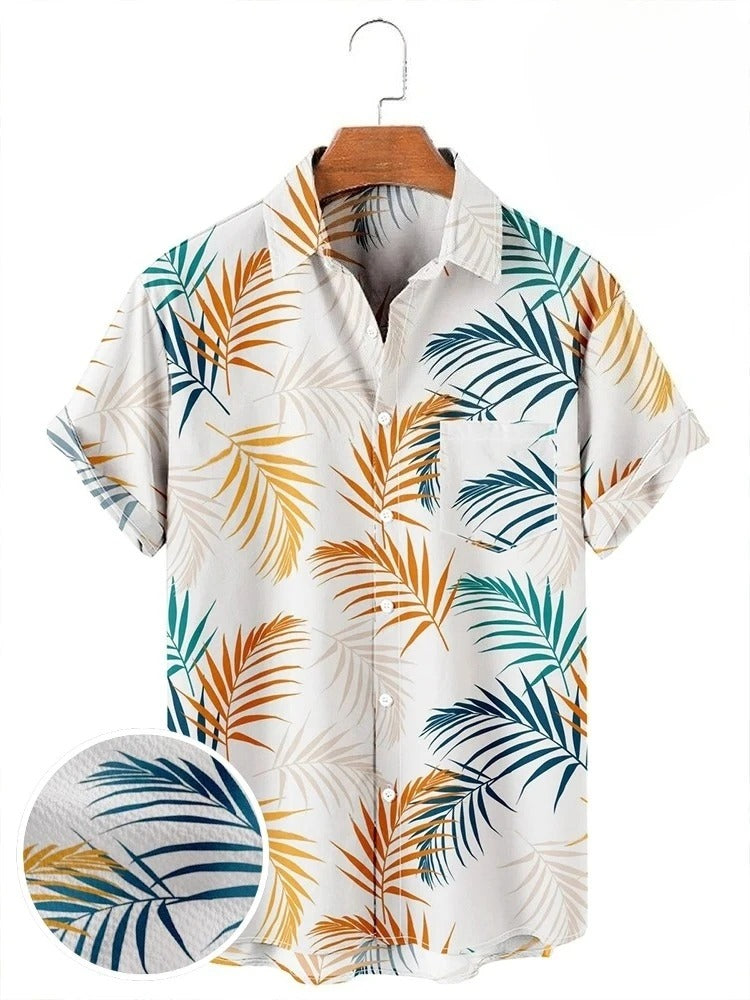 Herren Shirt | Kurze Ärmel | Tropischer Blumenprint | Sommer