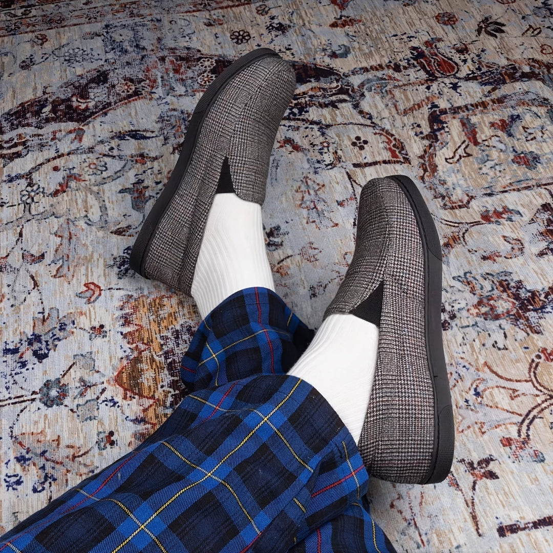 Herren Hausschuhe | Kariertes Muster | Warm & Rutschfest