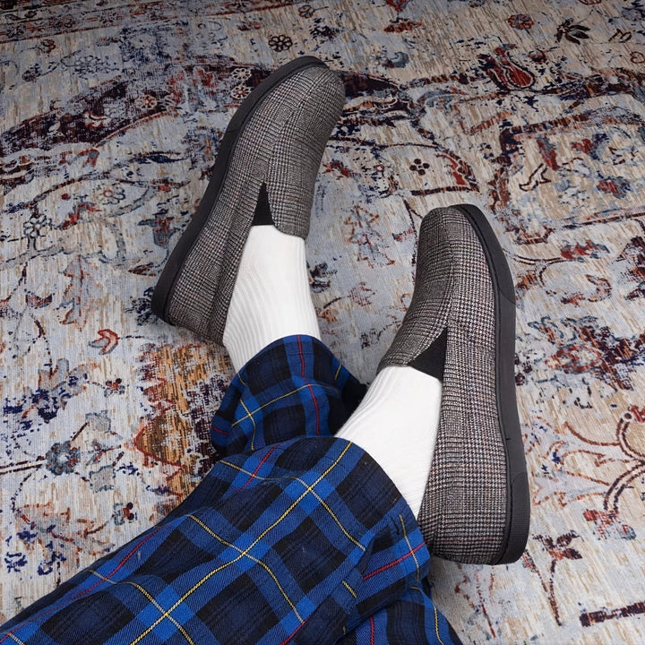 Herren Hausschuhe | Kariertes Muster | Warm & Rutschfest