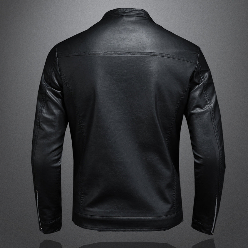 Lederjacke Herren | Jacke Herren Slim Biker | Stehkragen Freizeitlook