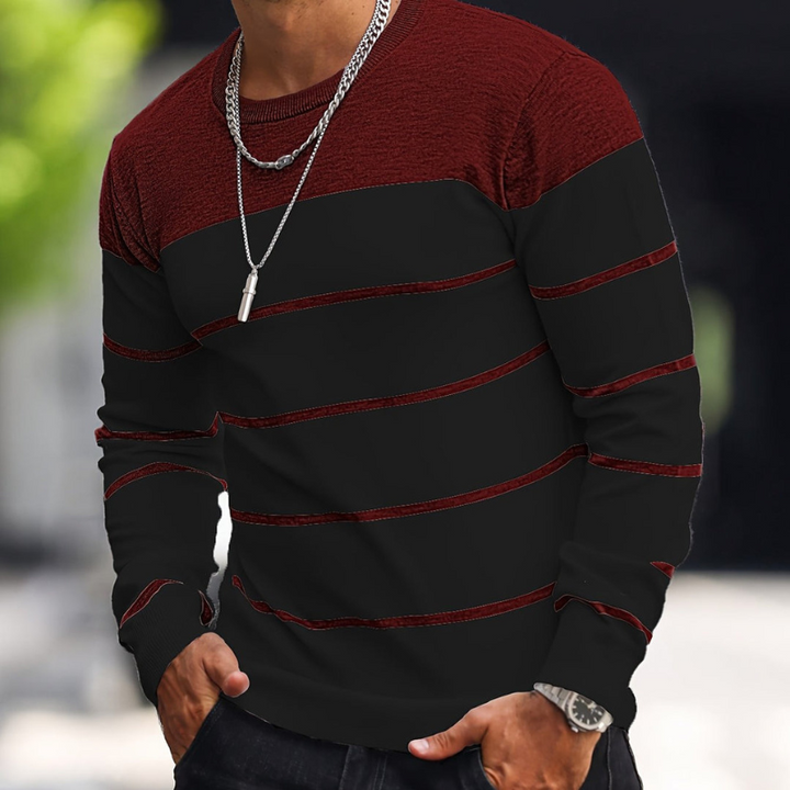 Strickpullover Herren | Langarm | Streifen Muster Pulli