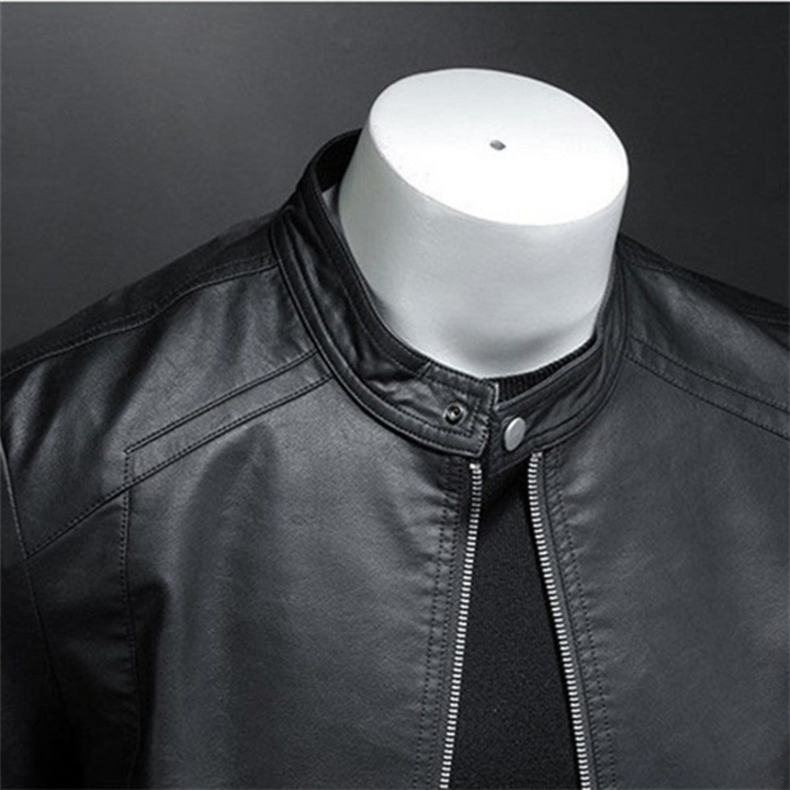 Lederjacke Herren | Jacke Herren Slim Biker | Stehkragen Freizeitlook