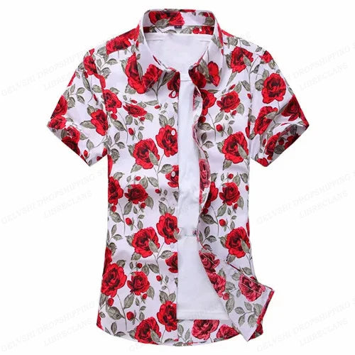 Herren Shirt | Rosenmuster | Auffälliges Design | Sommer