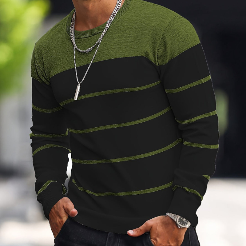 Strickpullover Herren | Langarm | Streifen Muster Pulli