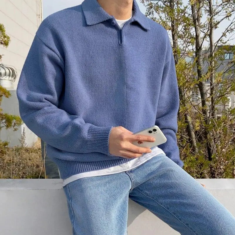 Herren Pullover | Oversized | Mit Polokragen | Frühling