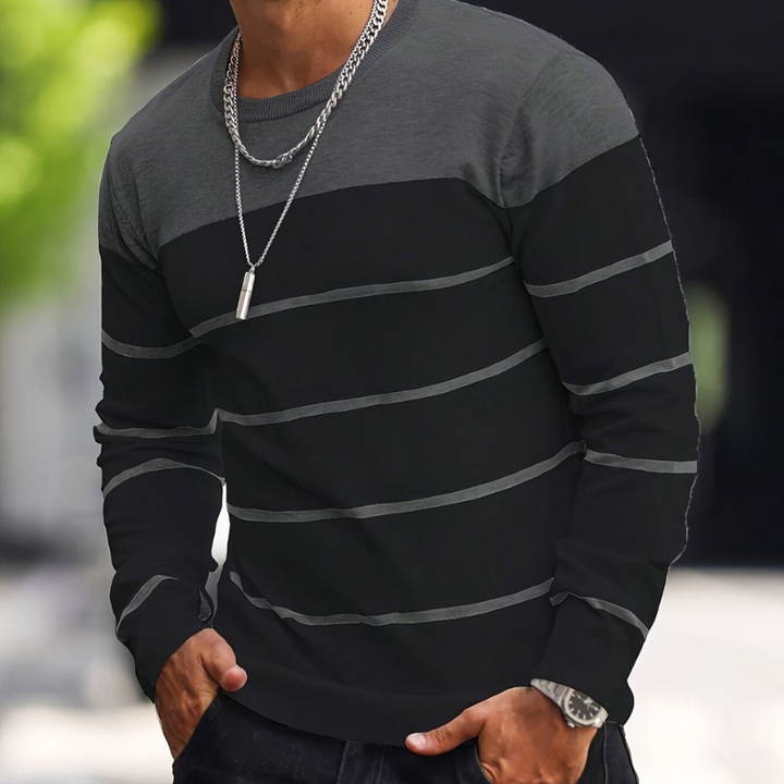 Strickpullover Herren | Langarm | Streifen Muster Pulli