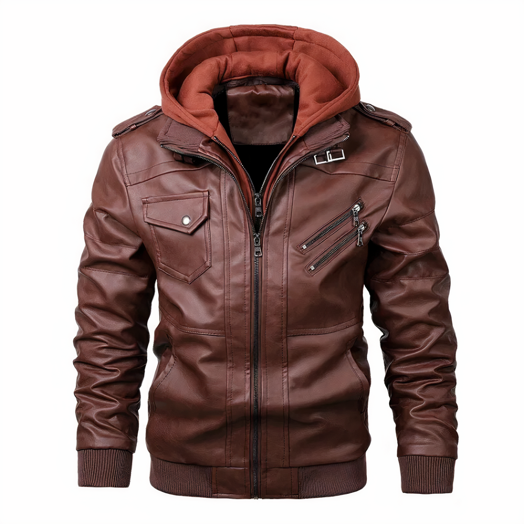 Winterjacke Herren | Kunstleder Kapuzenjacke | Moderne Jacke Herren