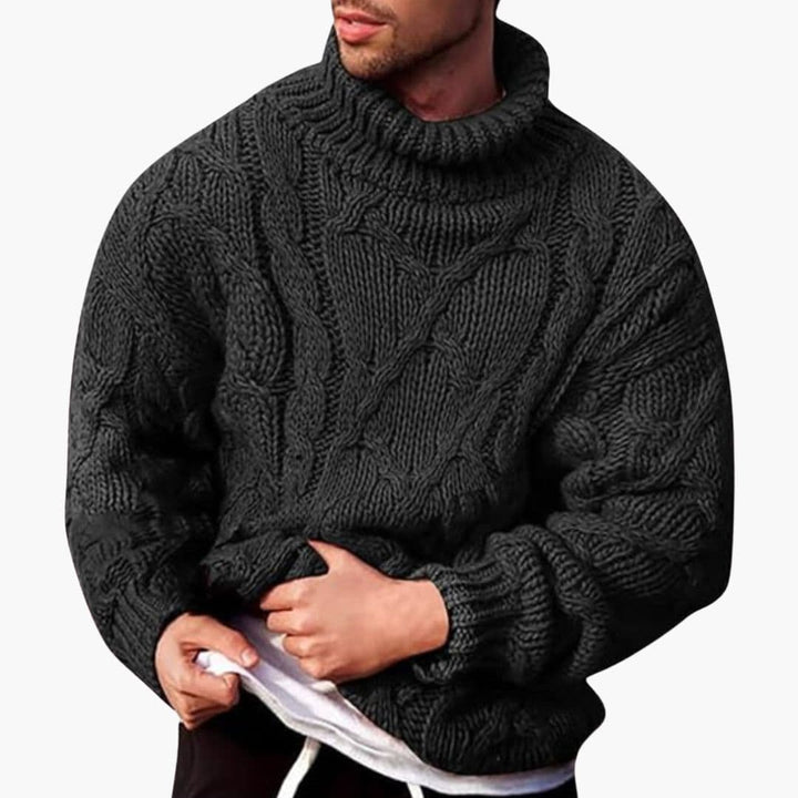 Strickpullover Herren | Zopfmuster Rollkragen Warm | Pullover Herren Winterlich