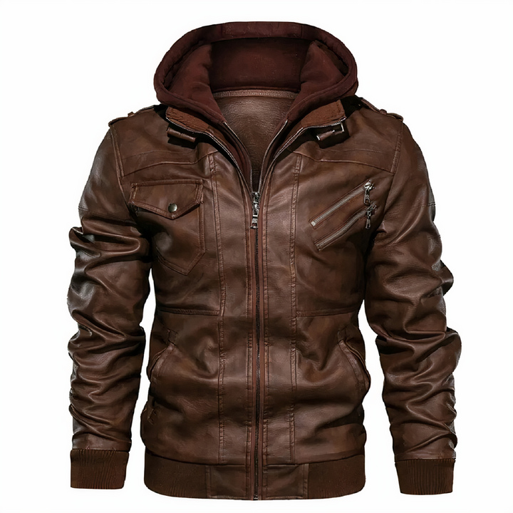 Winterjacke Herren | Kunstleder Kapuzenjacke | Moderne Jacke Herren