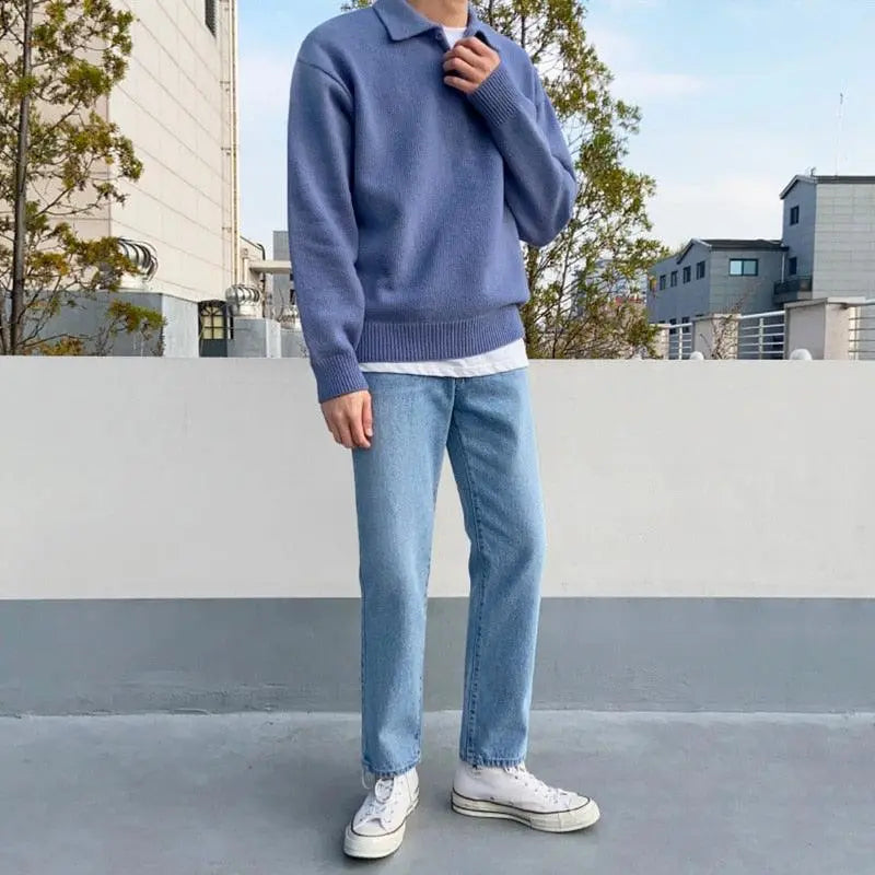 Herren Pullover | Oversized | Mit Polokragen | Frühling