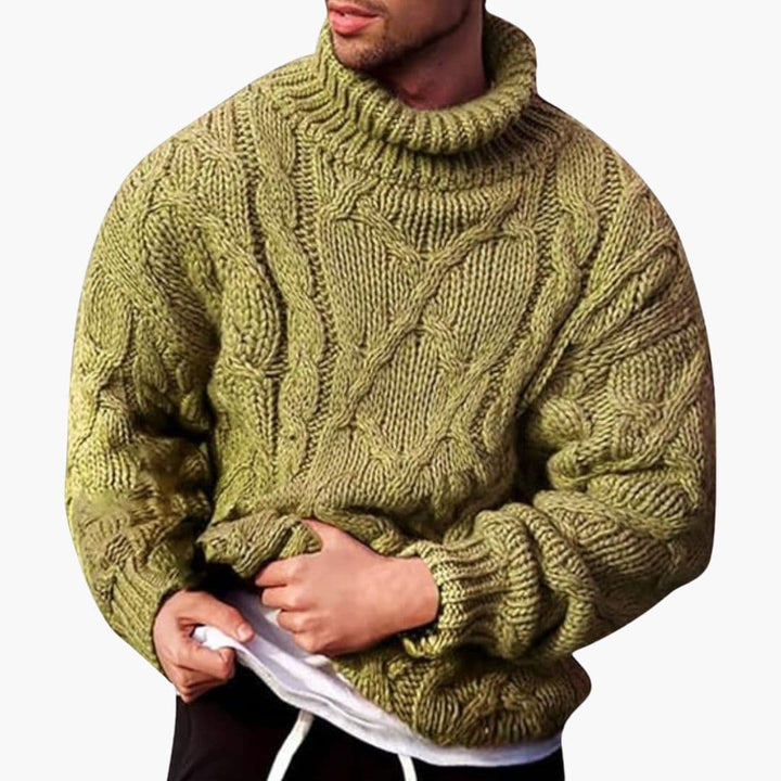 Strickpullover Herren | Zopfmuster Rollkragen Warm | Pullover Herren Winterlich