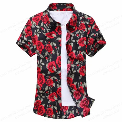 Herren Shirt | Rosenmuster | Auffälliges Design | Sommer