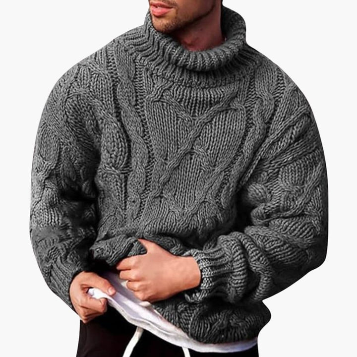 Strickpullover Herren | Zopfmuster Rollkragen Warm | Pullover Herren Winterlich