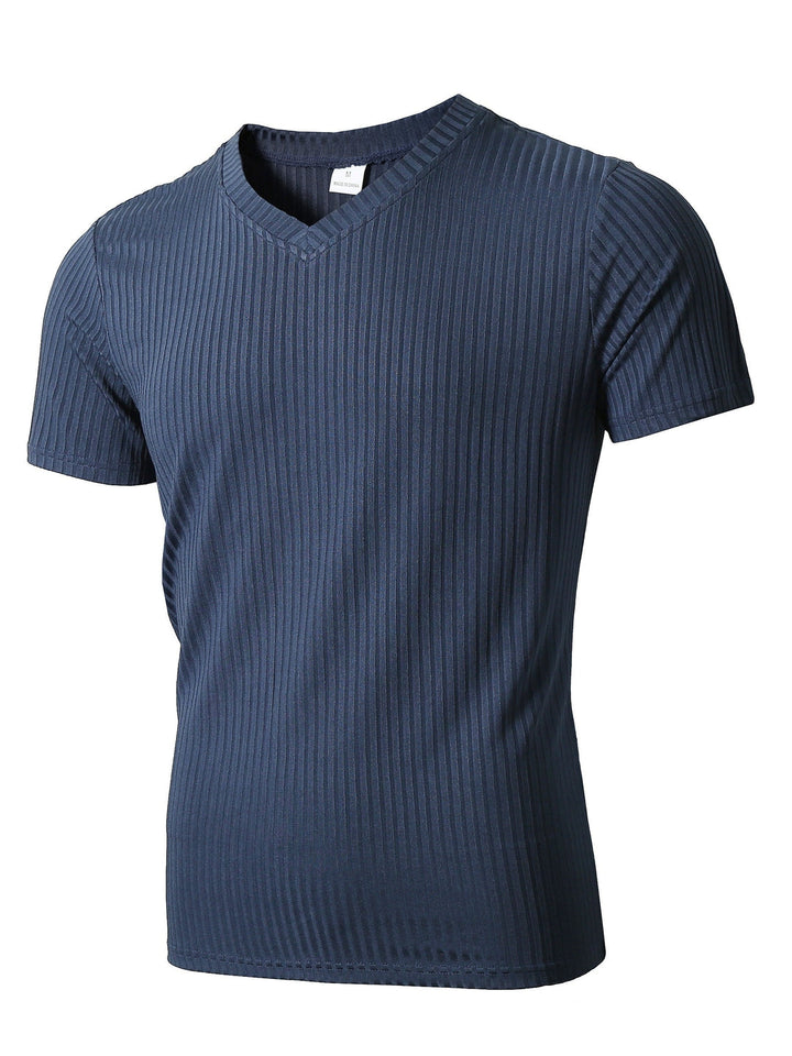 Herren T-Shirt | V-Ausschnitt | Ripp Design | Sommer