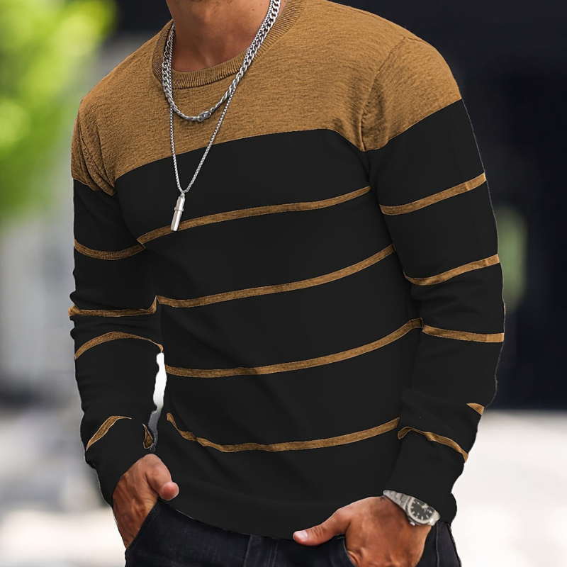Strickpullover Herren | Langarm | Streifen Muster Pulli